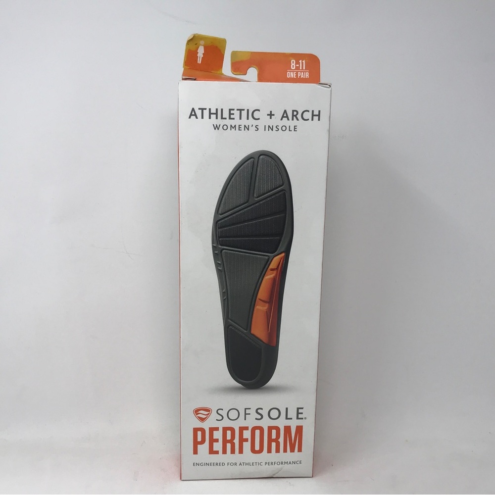 Sof Sole Athletic + Arch Performance Insole, Women's 8-11 - Black/Orange